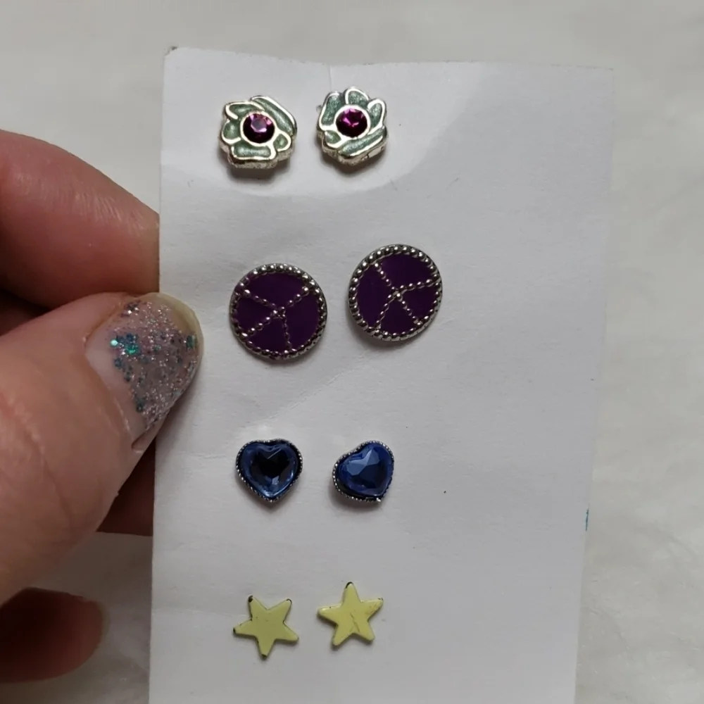 Fun mix of earrings for kids 4 pairs